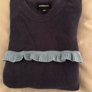 Summersalt Women's Navy Sweater with Light Blue Trim, Size XS